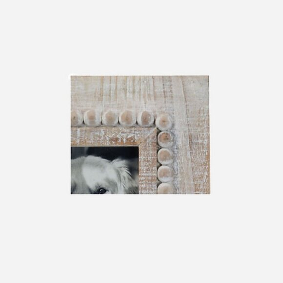 Gigi Picture Frame – Rustic Whitewashed Wood with Beaded Detail - Picture 4 of 6